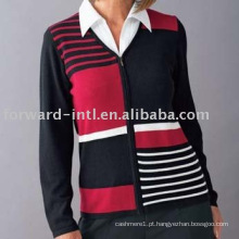 LADIES &#39;CASHMERE / SILK ZIP CARDIGAN FRONTAL